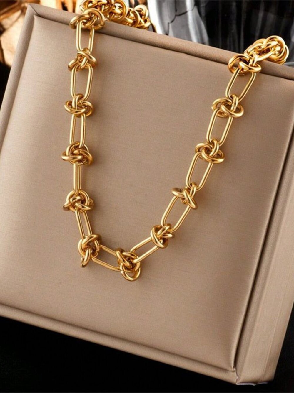 silver or gold Casual Women's Stainless Steel Knot Design Necklace